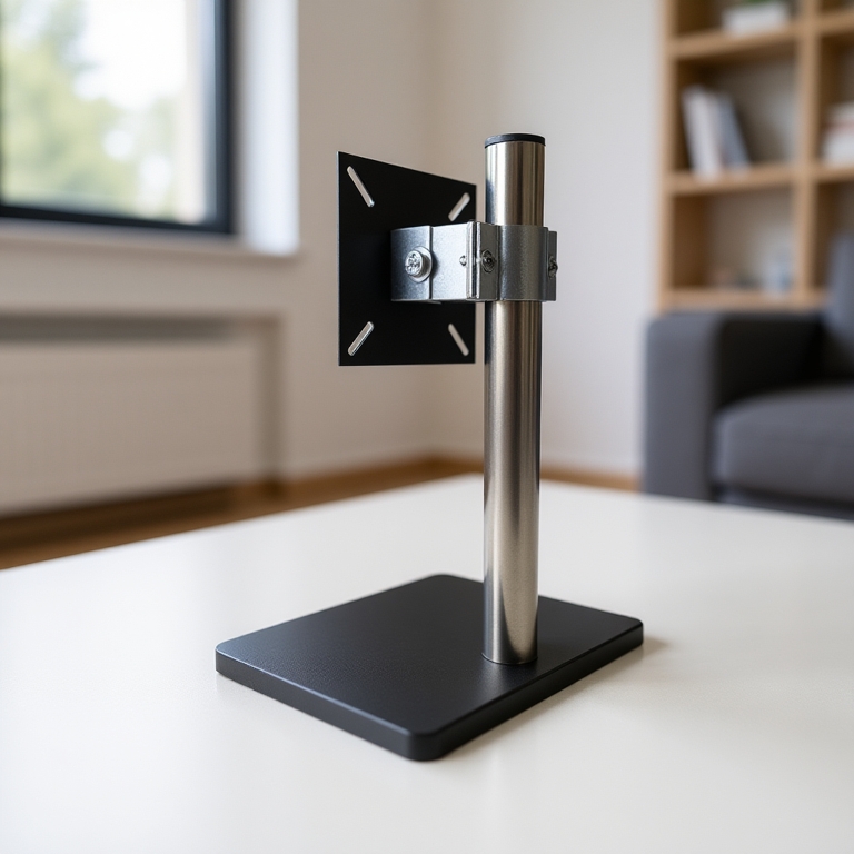 Chân màn hình LCD đa năng trụ Inox tròn, đế sắt