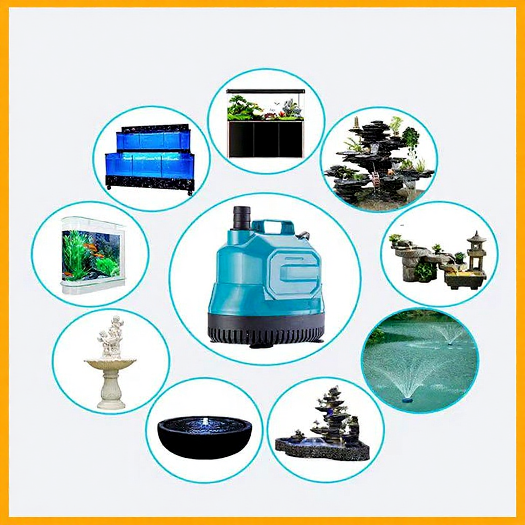 Máy bơm chìm bể cá DL hút cặn đáy bơm hồ koi quạt điều hòa DL 001(7W),DL 002(15W)DL003(25W)DL004(35W