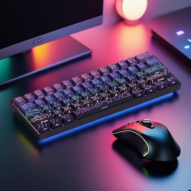 Bàn phím máy tính không dây, model: WY - 68K, hiệu : Weiyu led RGB 3 mode phím xuyên led có hotswap 5 pin