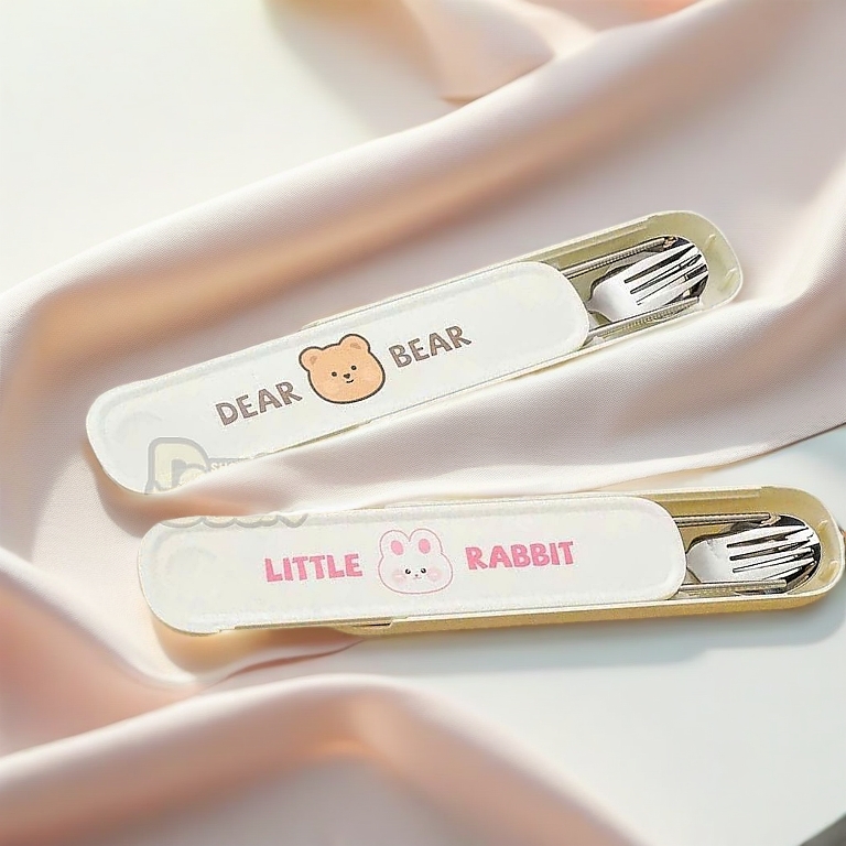 Bộ thìa đũa INOX 304 kèm hộp đựng Nhựa PP DEAR BEAR
