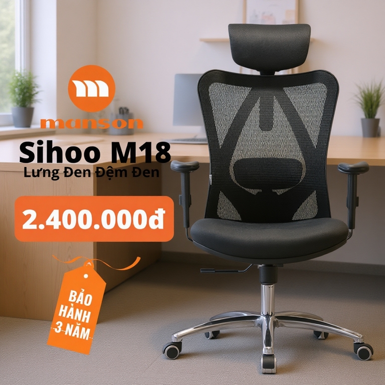 [The Manson - Hỏa Tốc 1h] Ghế Manson Foris (Tặng kê chân Lumi 350k) - Sihoo M57 - M77 - M18 - M90 - Manson Atum