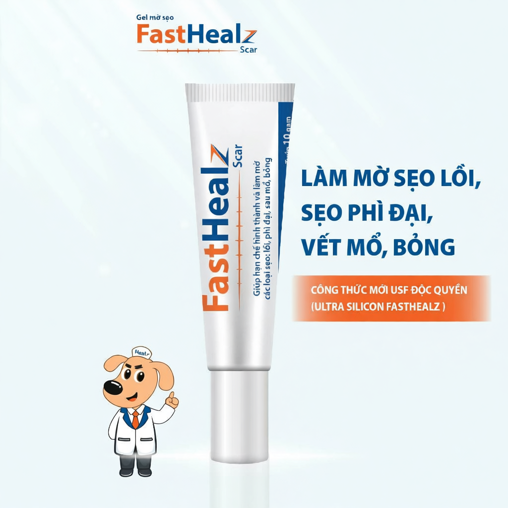 Gel Fasthealz Scar 10g giúp làm mờ các loại sẹo hiệu quả