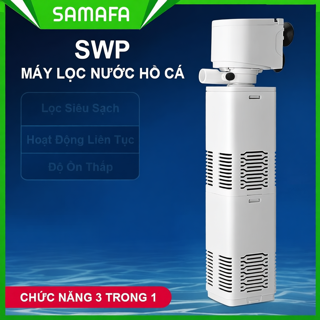 Máy lọc nước bể cá SWP đa năng 4 trong 1, lọc siêu sạch, hoạt động êm ái, tiết kiệm điện, công suất lớn