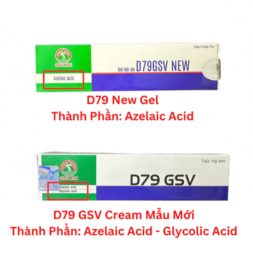 (CHÍNH HÃNG) D79 GSV Cream / D79 GSV New Gel Giảm Mụn Trứng Cá, Mụn Lưng, Dày Sừng Nang Lông - 15g