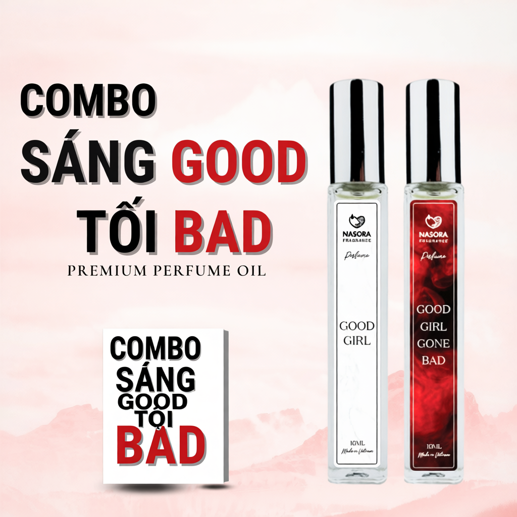 [COMBO SÁNG GOOD TỐI BAD] Tinh Dầu Nước Hoa Nữ Good Girl Và Good Girl Gone Bad Ngọt Ngào, Quyến Rũ C