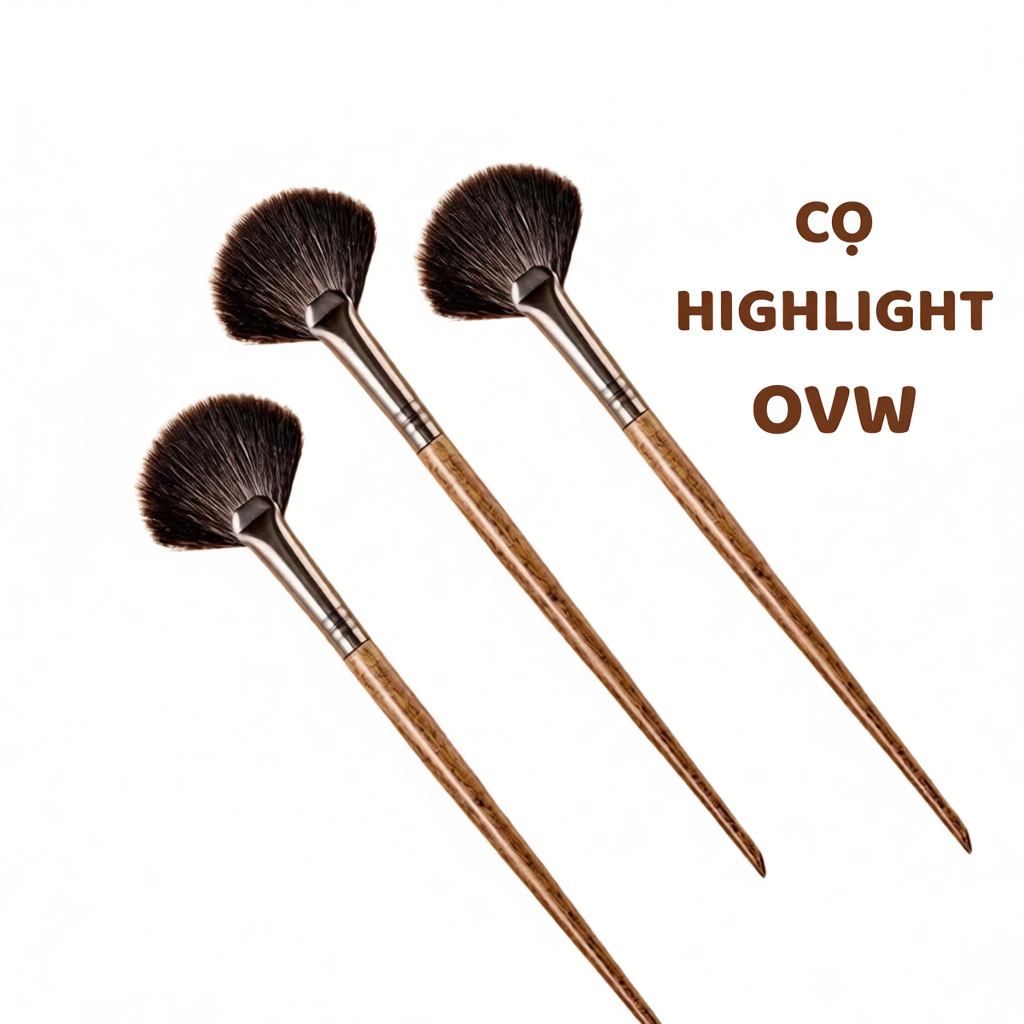 Cọ Highlight hình quạt OVW N42 đánh bắt sáng tự nhiên lông siêu mềm dễ dàng sử dụng