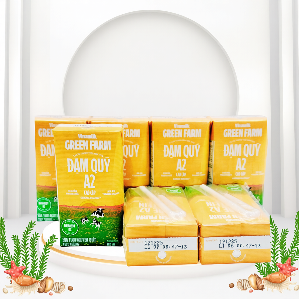 Sữa tươi tiệt trùng Vinamilk Green Farm Đạm quý A2 (Lốc 4hộp 110ml)