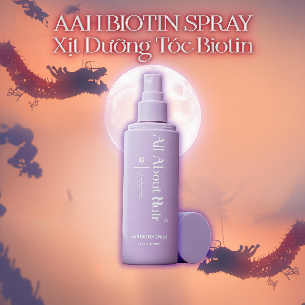 Xịt dưỡng tóc Biotin Thuần chay AAH ALL ABOUT HAIR hỗ trợ tóc chắc khỏe giảm rụng bóng mượt Spray Ve