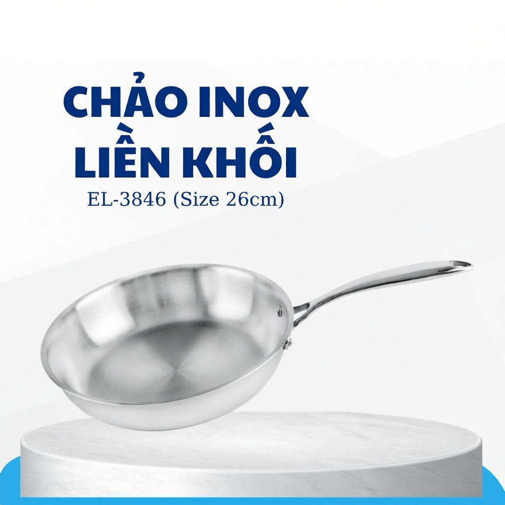 Chảo INOX Nguyên Khối Elmich Trimax EL-3846 (Chính Hãng Size 16, 20, 24, 26 cm)