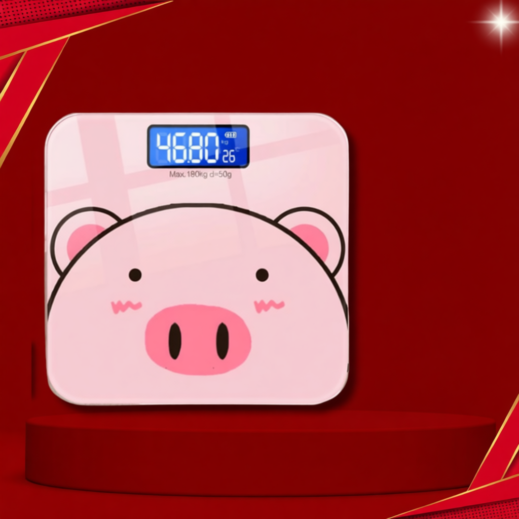 Cân điện tử hình lợn hồng dễ thương – Cân mini tiểu ly dùng pin, tiện lợi cho nhà bếp