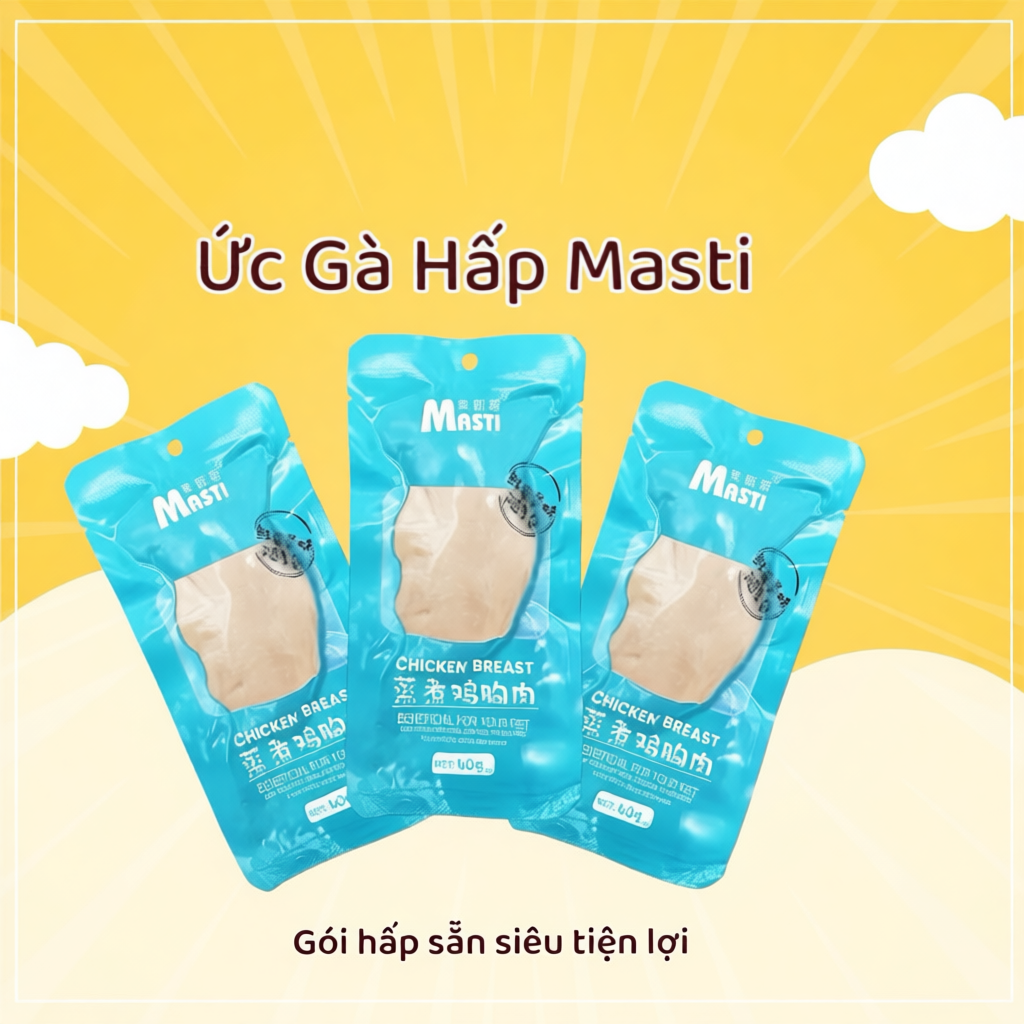 Ức gà Masti - Ức Gà Hấp Ăn Liền Masti Cho Chó Mèo - 40G