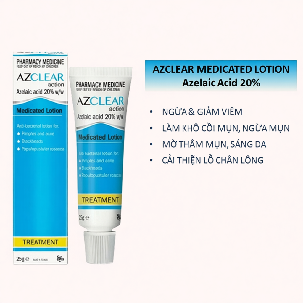 AZCLEAR Action Medicated Lotion 20% Azelaic Acid Giảm Mụn Mờ Thâm