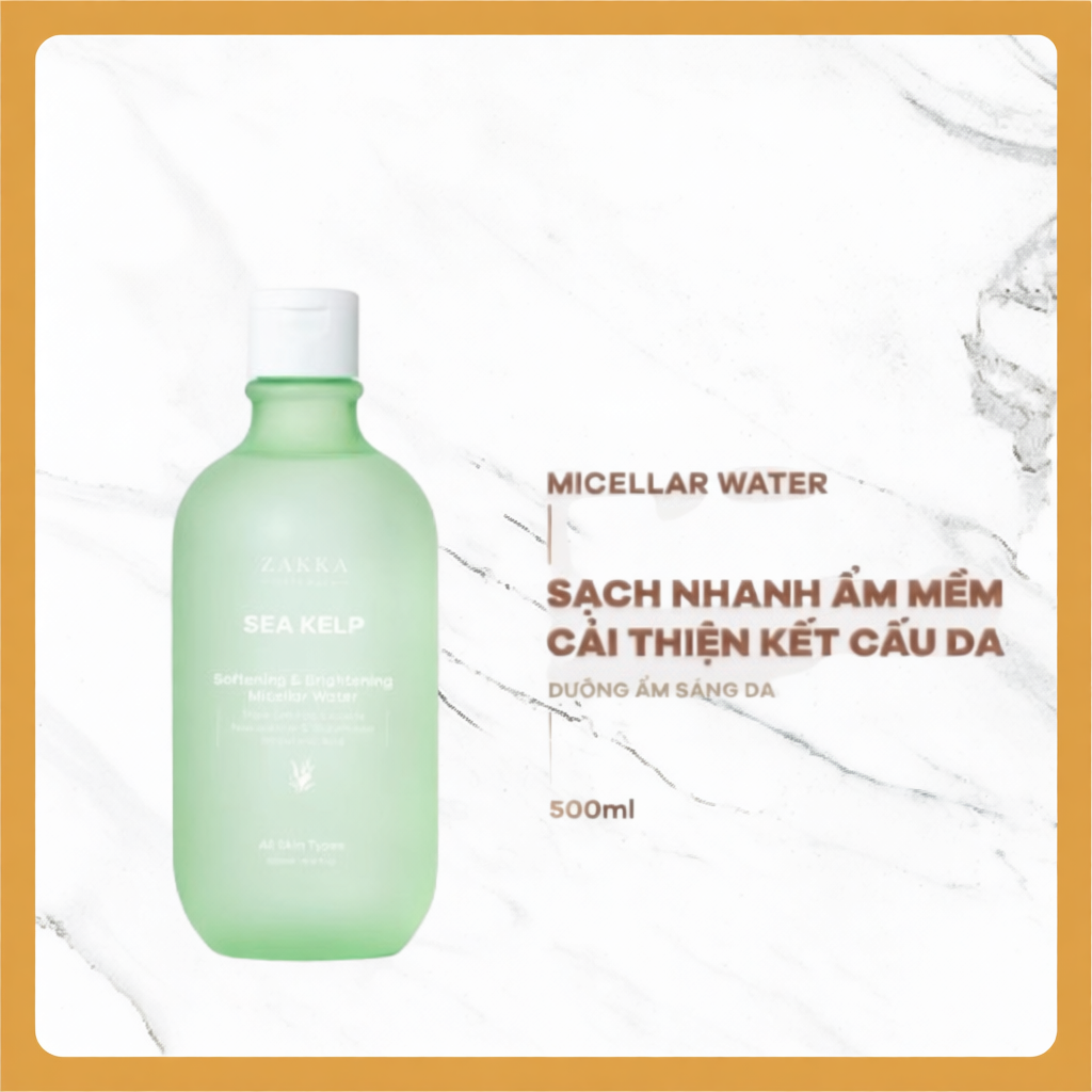 [Mã Video] [MẪU MỚI] Nước Tẩy Trang Tảo Biển Zakka Naturals Sạch Mềm Mịn Và Hỗ Trợ Sáng Da 500ml