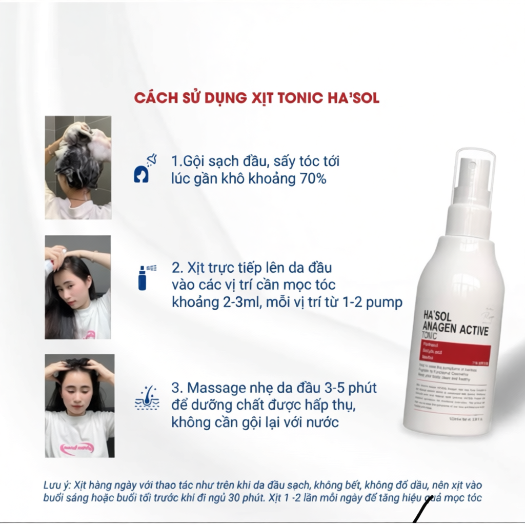 Combo 1/2/3 Lọ Xịt Kích Mọc Tóc Hasol Anagen Active Tonic 100ml - Dưỡng Da Đầu Chắc Khỏe, Ngăn Rụng 