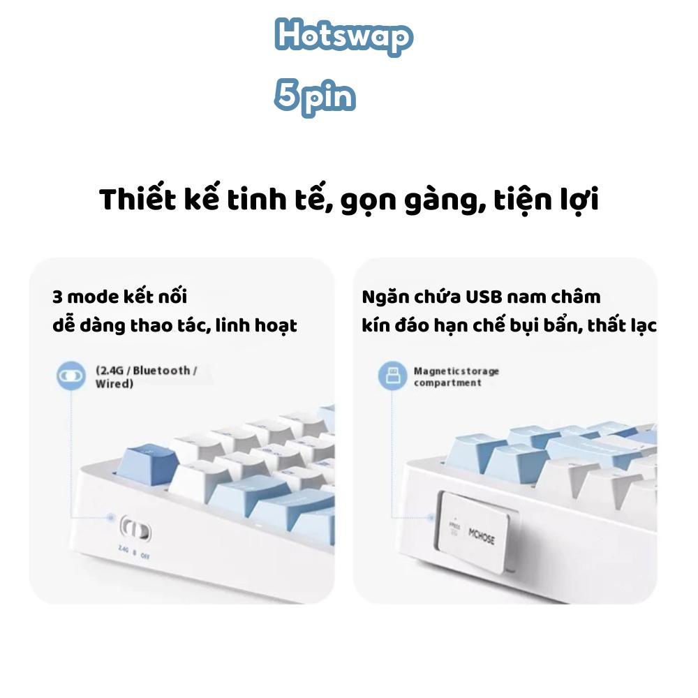 Bàn phím cơ không dây MCHOSE G75 V2 - 3 mode - Pin 10000mah - Led RGB - Gasket Mount - Mạch xuôi - Hotswap 5 pin