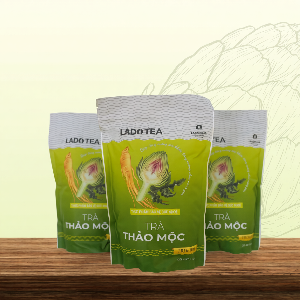 Trà túi lọc Atiso kết hợp Thảo Mộc Ladophar giải độc gan, tăng cường và bảo vệ gan - Ladophar