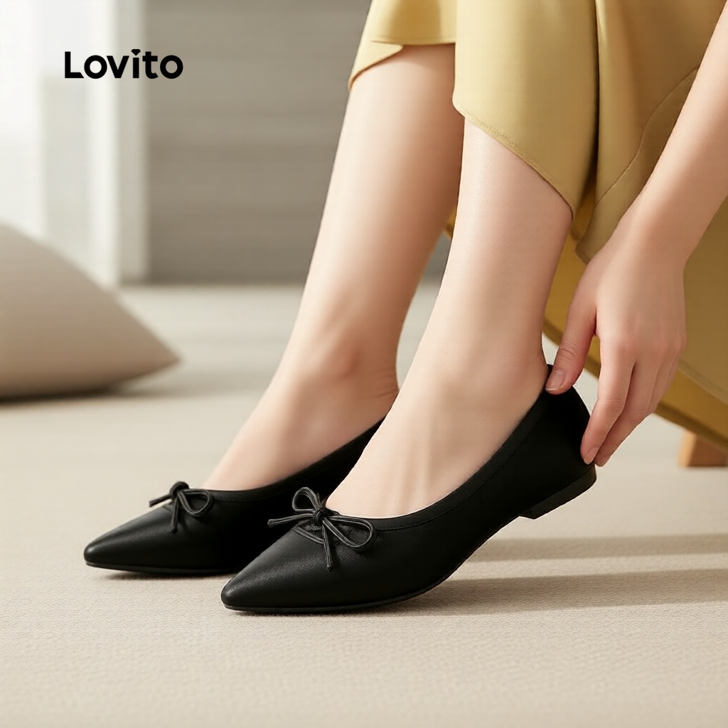 Lovito Giày Boat Shoes Nữ Đen Phong Cách Thanh Lịch LFA115060