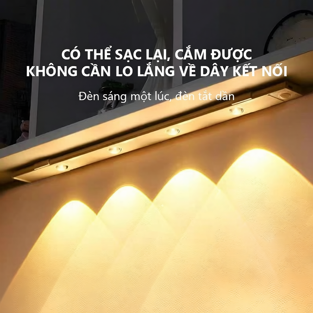 Đèn LED cảm ứng OOKAS có thể điều chỉnh độ sáng, không cần khoan tường