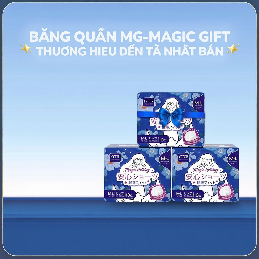 [COMBO 2 BỊCH] Băng vệ sinh quần MG Magic Gift Nhật Bản đai eo mềm mại, chống tràn hiệu quả