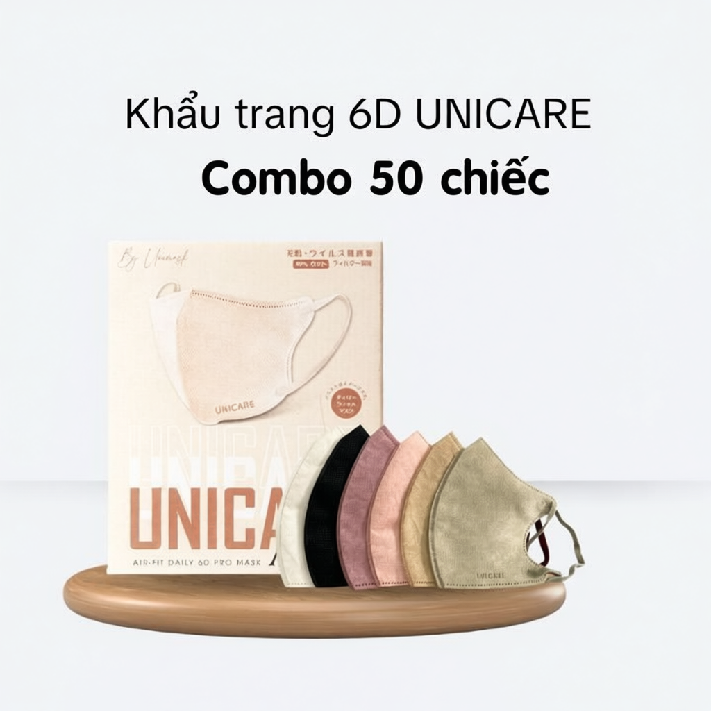 UNICARE COMBO 50c Khẩu Trang 6D Unicare Pro Mask 3 Lớp Kháng Khuẩn 6 Màu Thời Trang