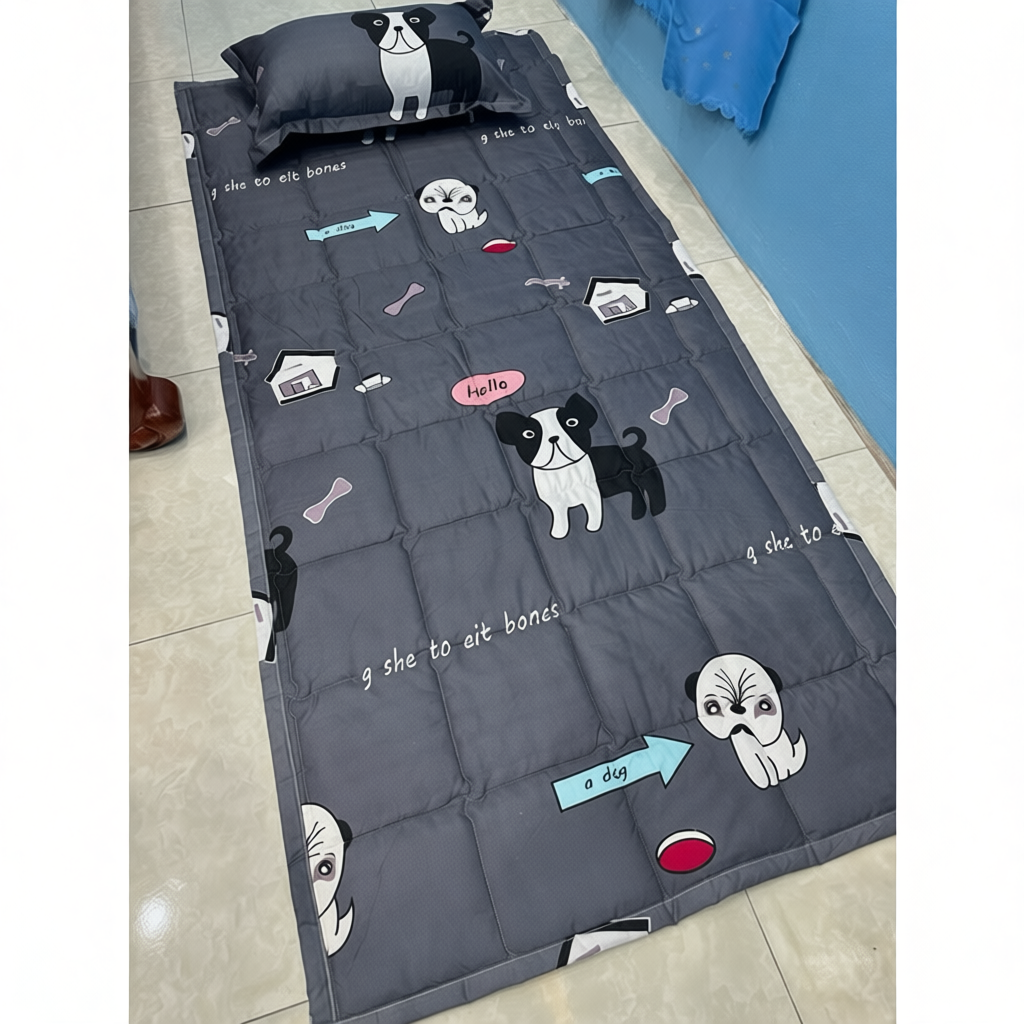 Tấm nệm ngủ văn phòng gấp gọn size 90x2m topper mỏng, hàng loại 1
