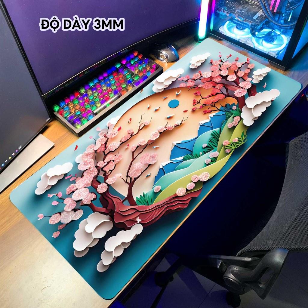 Lót chuột cỡ lớn size 90x40cm, tấm lót chuột có độ dày 3mm họa tiết sắc nét may viên chắc chắn