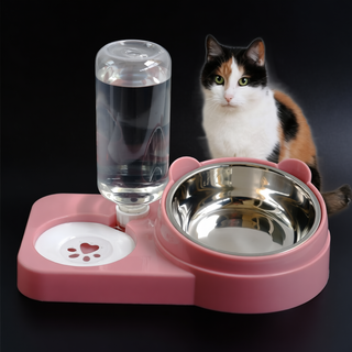 Bát ăn cho mèo PetX ruột inox kèm khay bình cấp nước tự động 500ml cho thú cưng