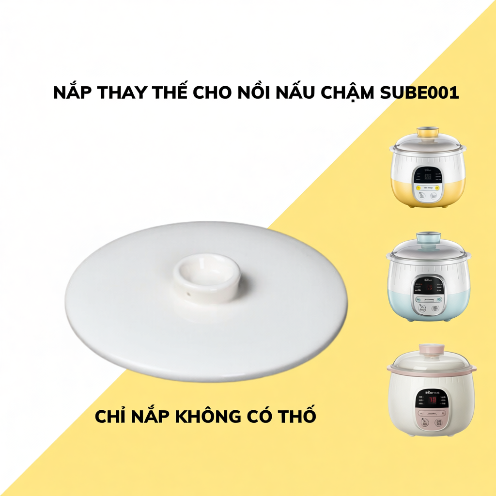 Nắp Gốm sứ thay thế cho nồi nấu chậm Bear SUBE001, Dung tích 0.8L, Phụ kiện dự phòng