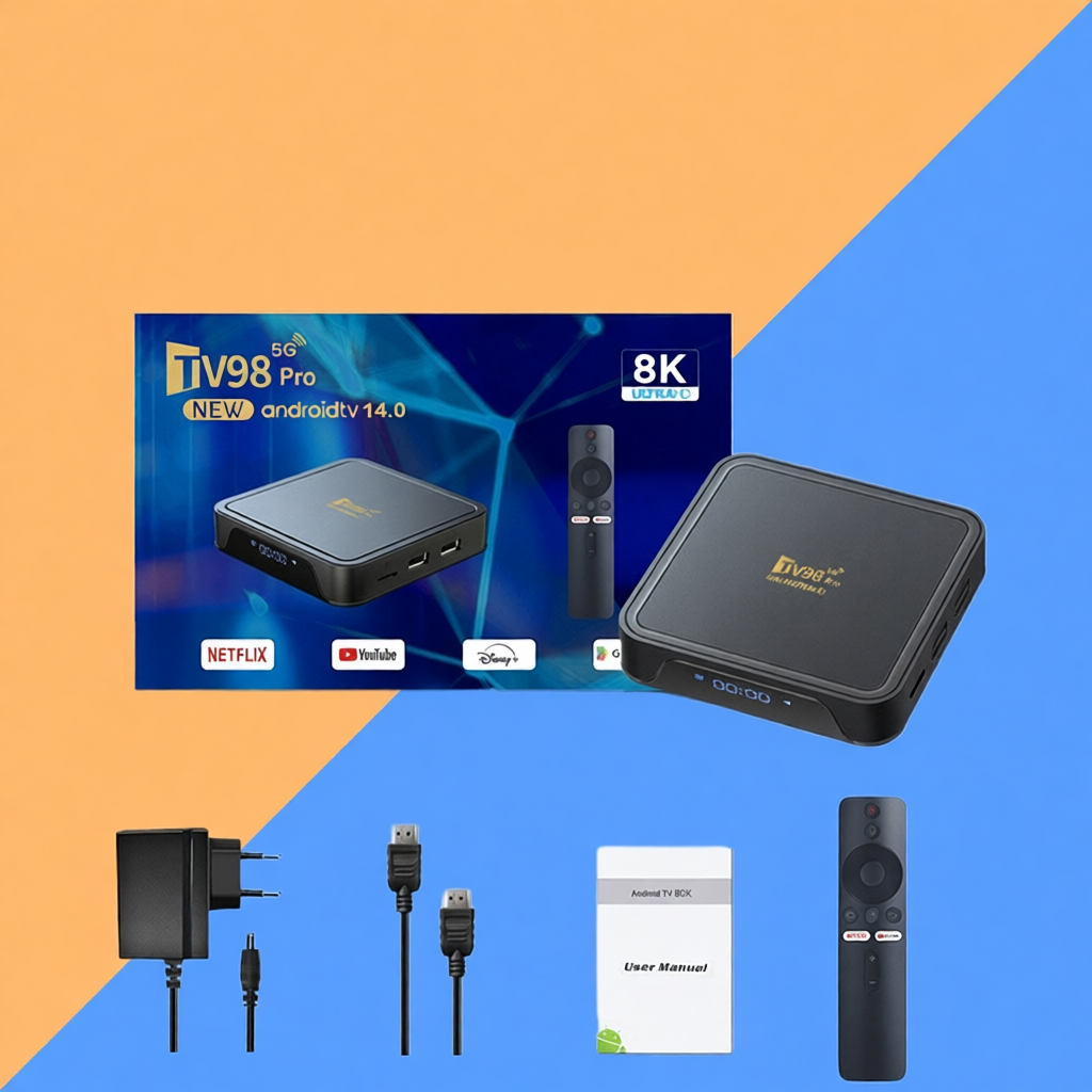 Android TV Box TV98pro  8+128GB/16+256GB,Android 14.0 8K WIFI băng tần kép, kết nối Bluetooth,Xem yo