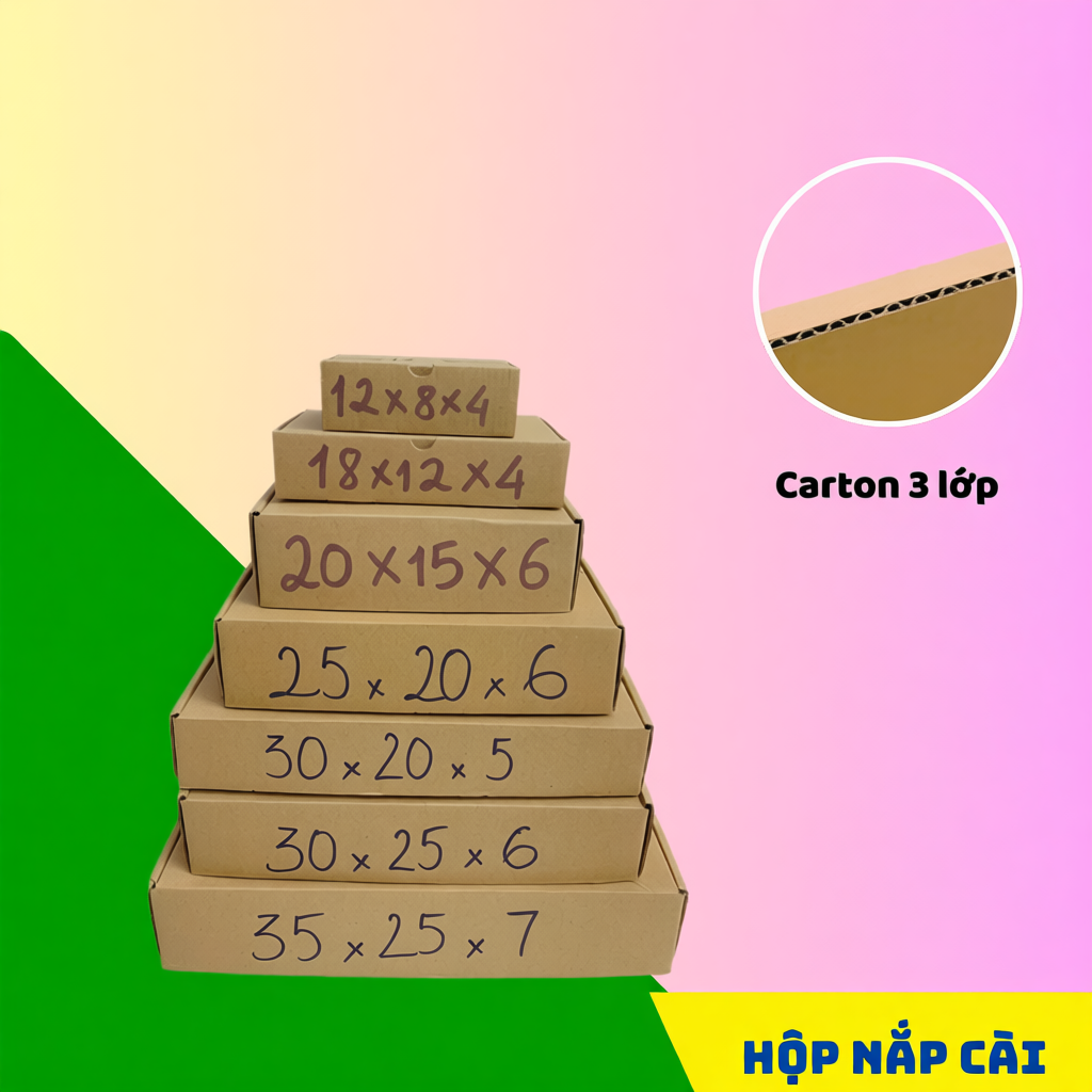 ECOPACK - COMBO 10 Hộp carton NẮP GÀI - Đủ Size - Giá Xưởng