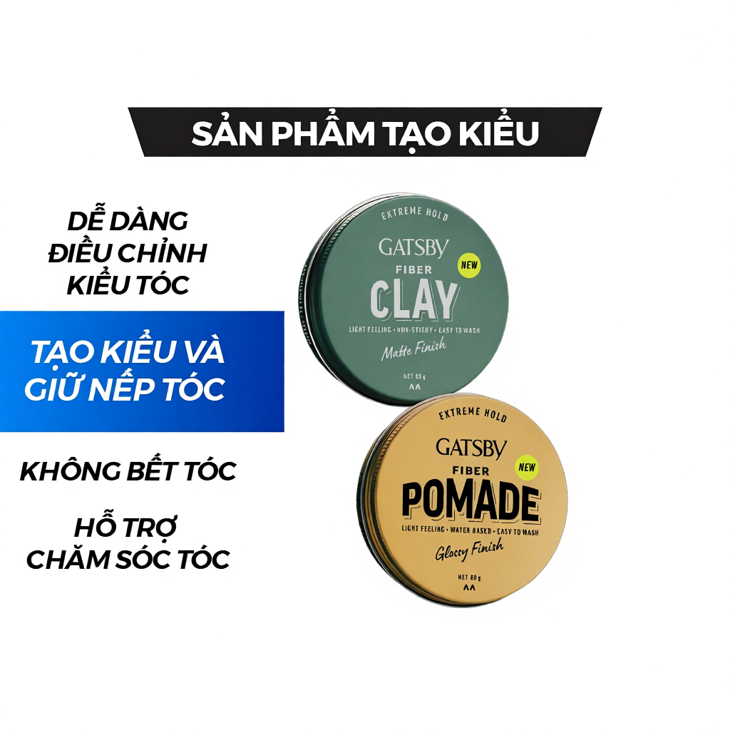 Sáp vuốt tóc GATSBY Fiber, pomade 80g, giữ nếp và tạo kiểu tự nhiên