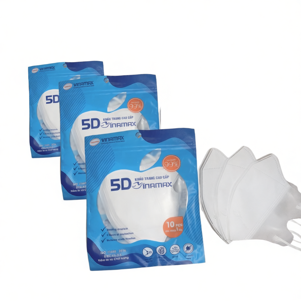 Khẩu trang 5D Vinamax 3 lớp, lọc bụi mịn 0.4µm
