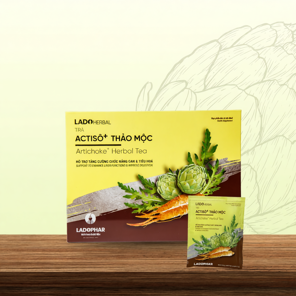 Trà túi lọc Atiso kết hợp Thảo Mộc Ladophar giải độc gan, tăng cường và bảo vệ gan - Ladophar