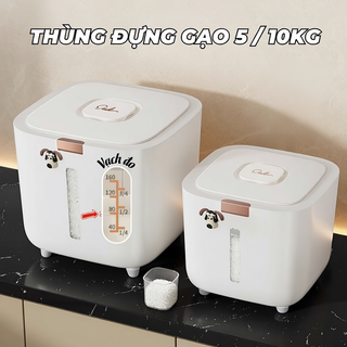 Thùng Đựng Gạo Thông Minh 5kg 10kg – Chống Côn Trùng, Chống Ẩm, Kín Nắp Tự Động