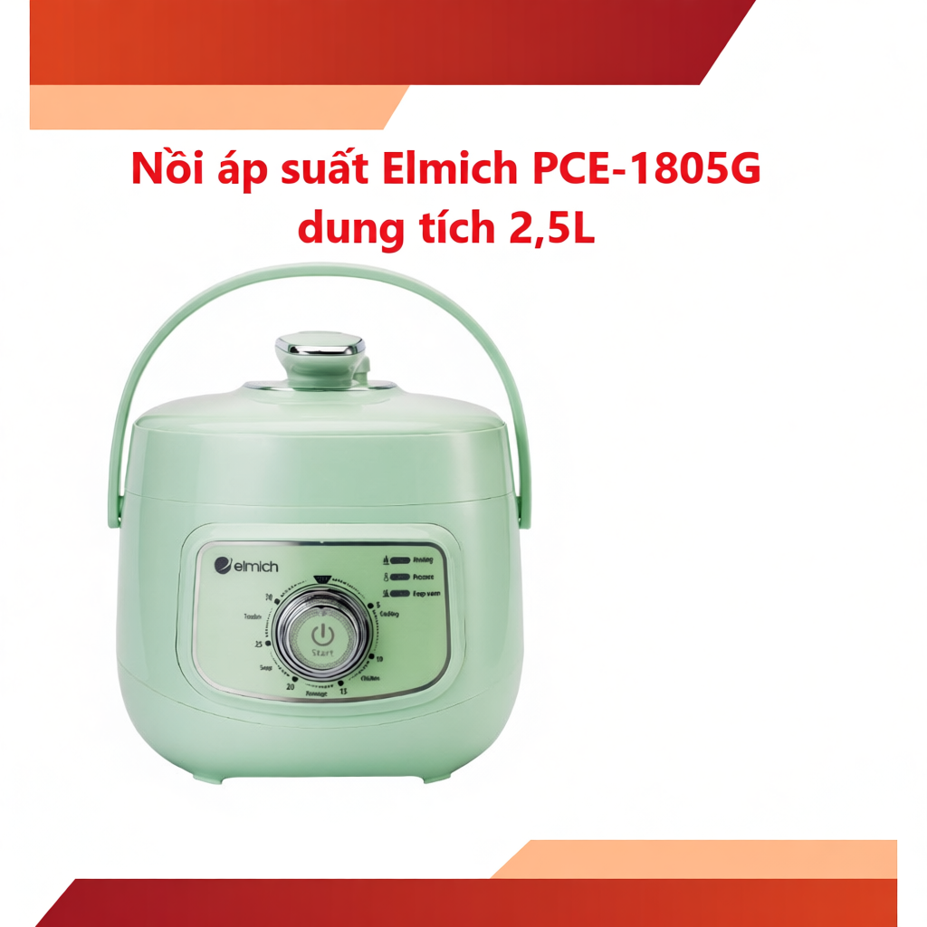 Nồi áp suất Elmich PCE-1805 2,5L màu xanh tiết kiệm thời gian nấu nướng