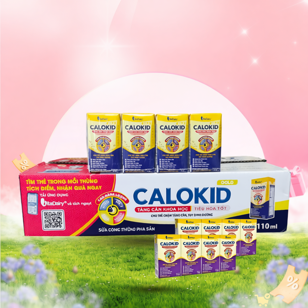 [Bác Sĩ Đăng] Vitadairy Calokid Gold sữa công thức pha sẵn thùng 110ml