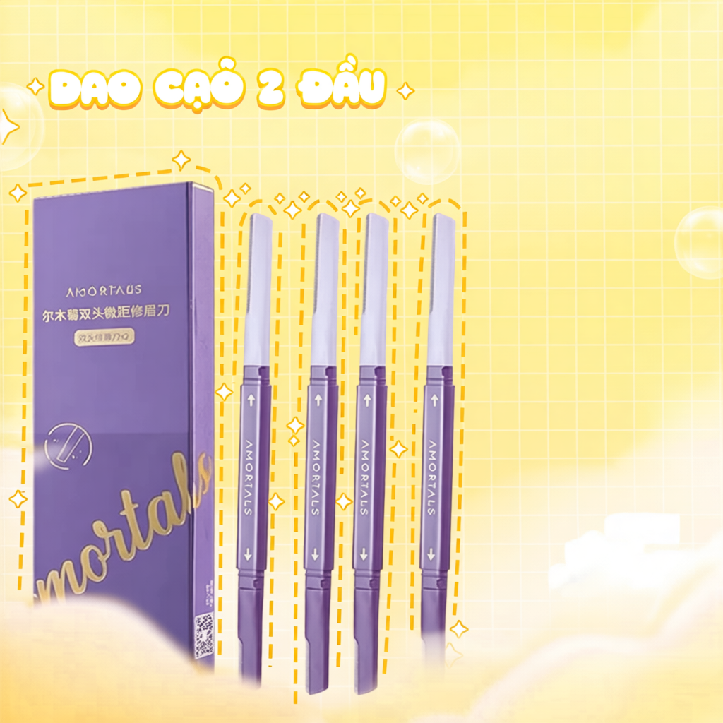 Bộ dao cạo lông mày AMORTALS hai đầu tiện dụng, dao tỉa lông mày cạo râu tiện lợi