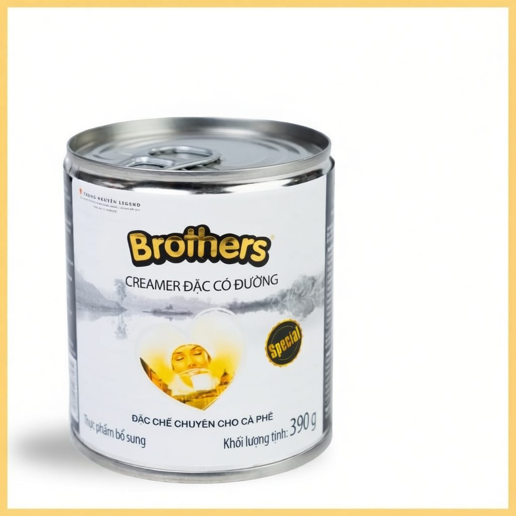 [HSD:12 Tháng] Sữa Đặc Brothers Trung Nguyên Legend - Lon 390gr - Nguyên Liệu Pha Chế Cà Phê