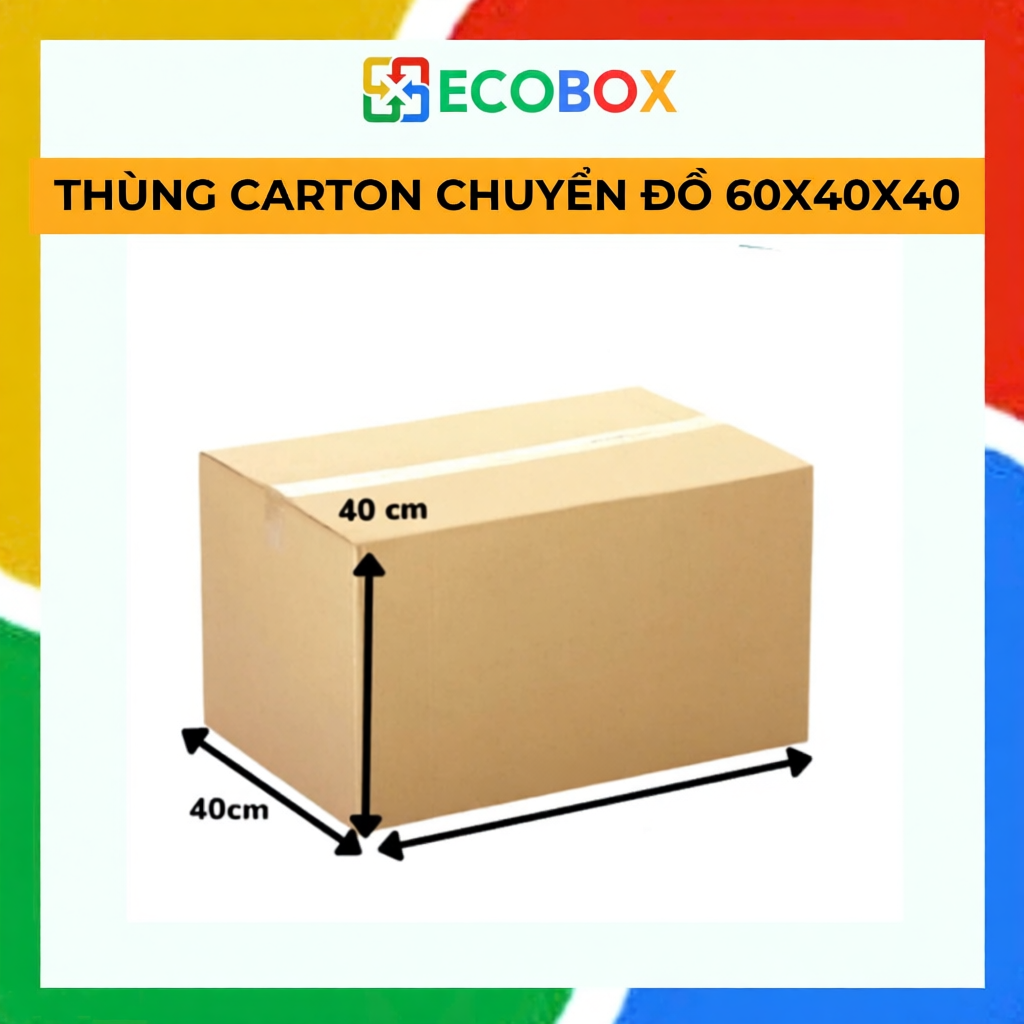 ECOBOX - 60x40x40 Thùng carton chuyển nhà, Hộp carton đóng hàng size to giá xưởng