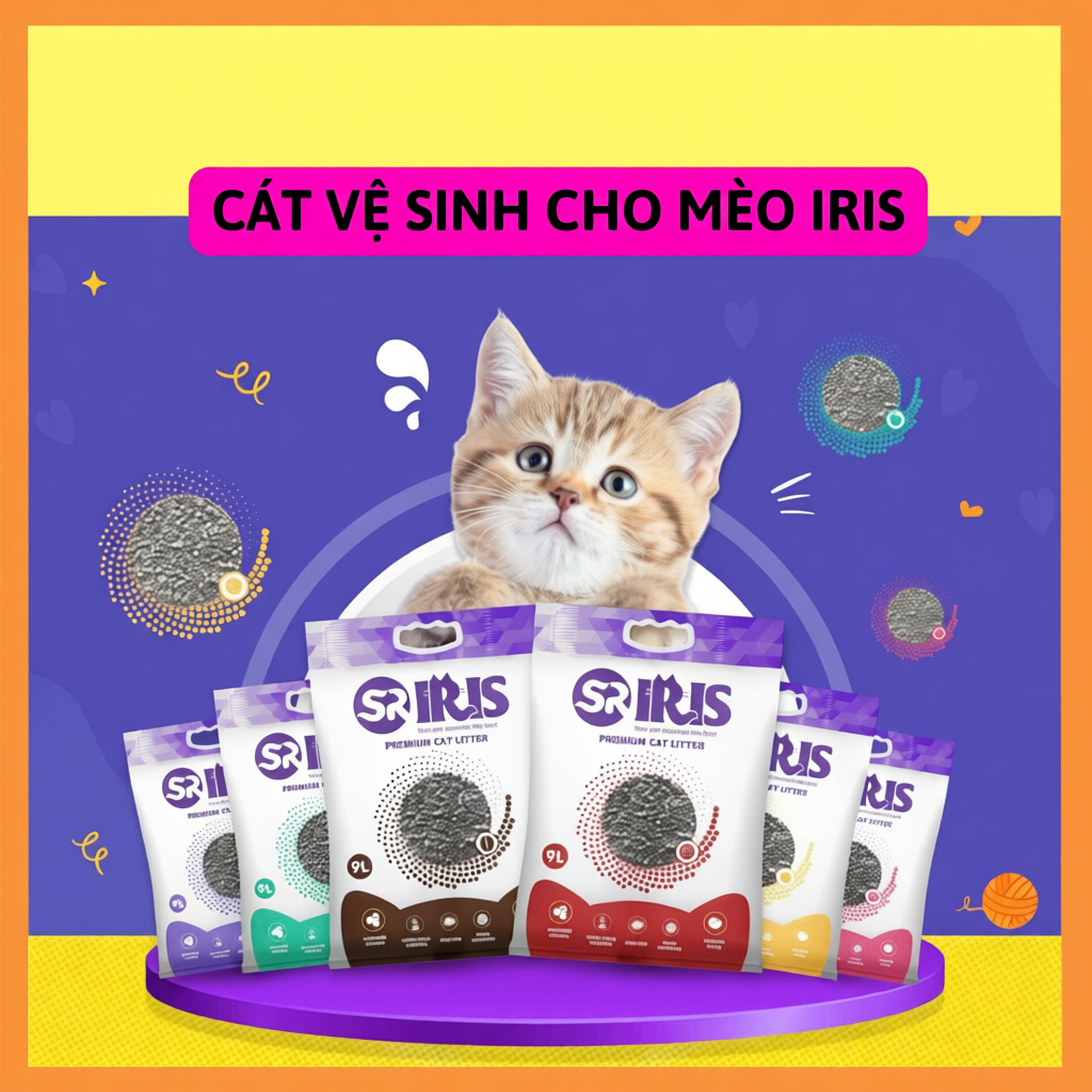 Cát Vệ Sinh Cho Mèo IRIS vón cục, mix than hoạt tính
