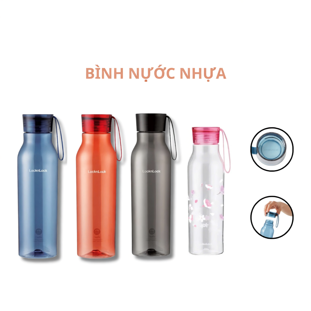 Bình nước nhựa LocknLock eco bottl có dây treo, an toàn cho sức khỏe ABF644 550ML ABF664 750ML - K-M
