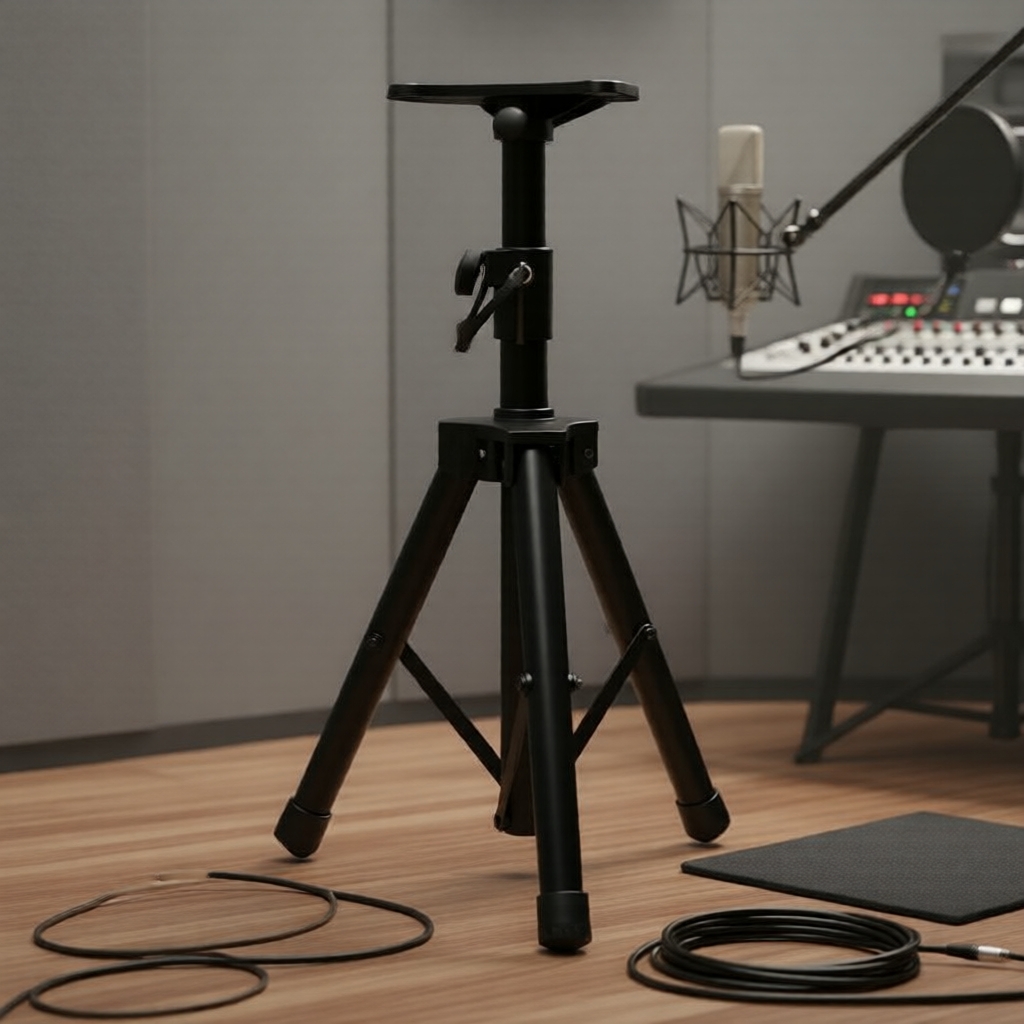 Giá đỡ loa ba chân bằng kim loại có thể thu gọn, điều chỉnh linh hoạt cho Pro Studio Rack