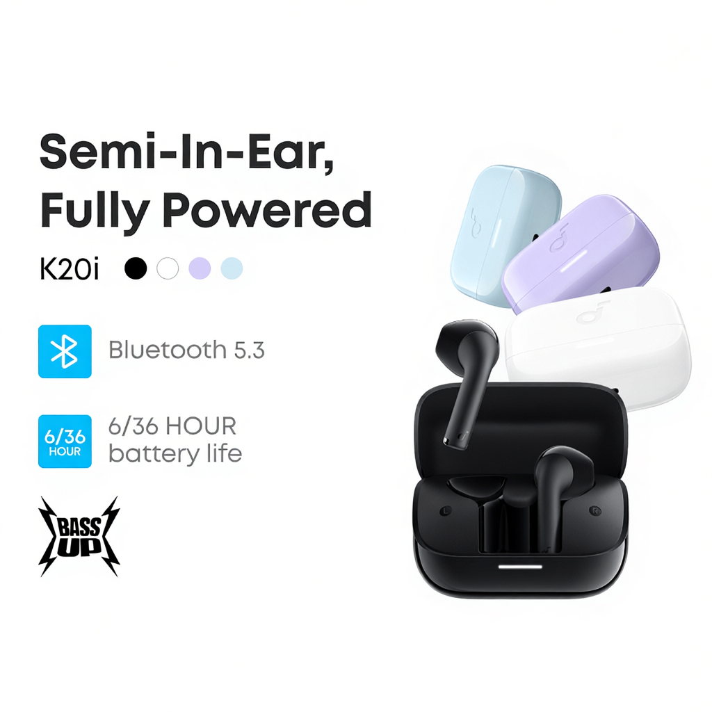 Tai nghe Soundcore K20i Anker Bluetooth 5.3 không dây 36h Play IPX5 A3994