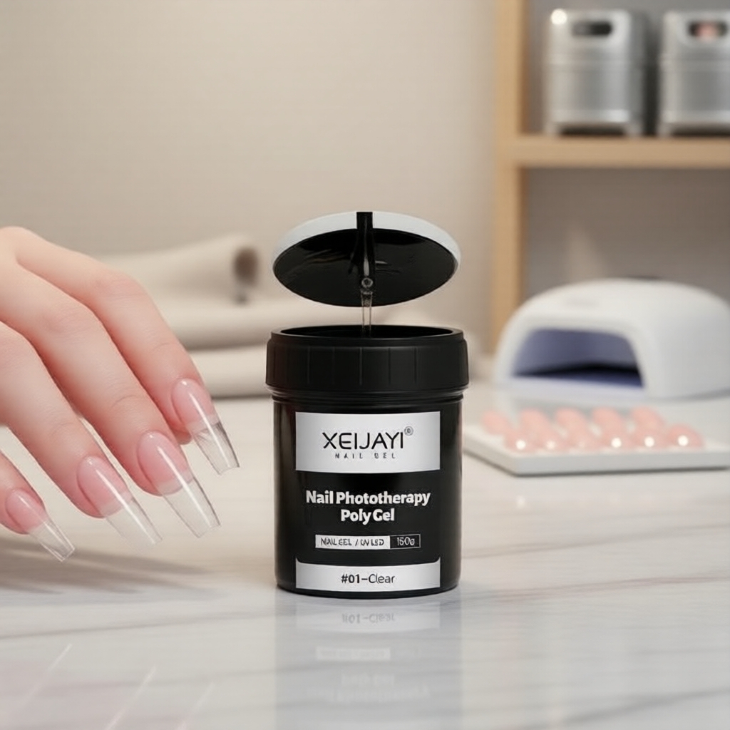 XEIJAYI Gel Builder Poly 150g trong suốt, dùng cho nối móng acrylic, 1 chai