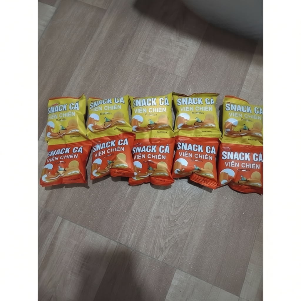 10 gói snack cá viên chiên Ba Anh Em foods thơm ngon