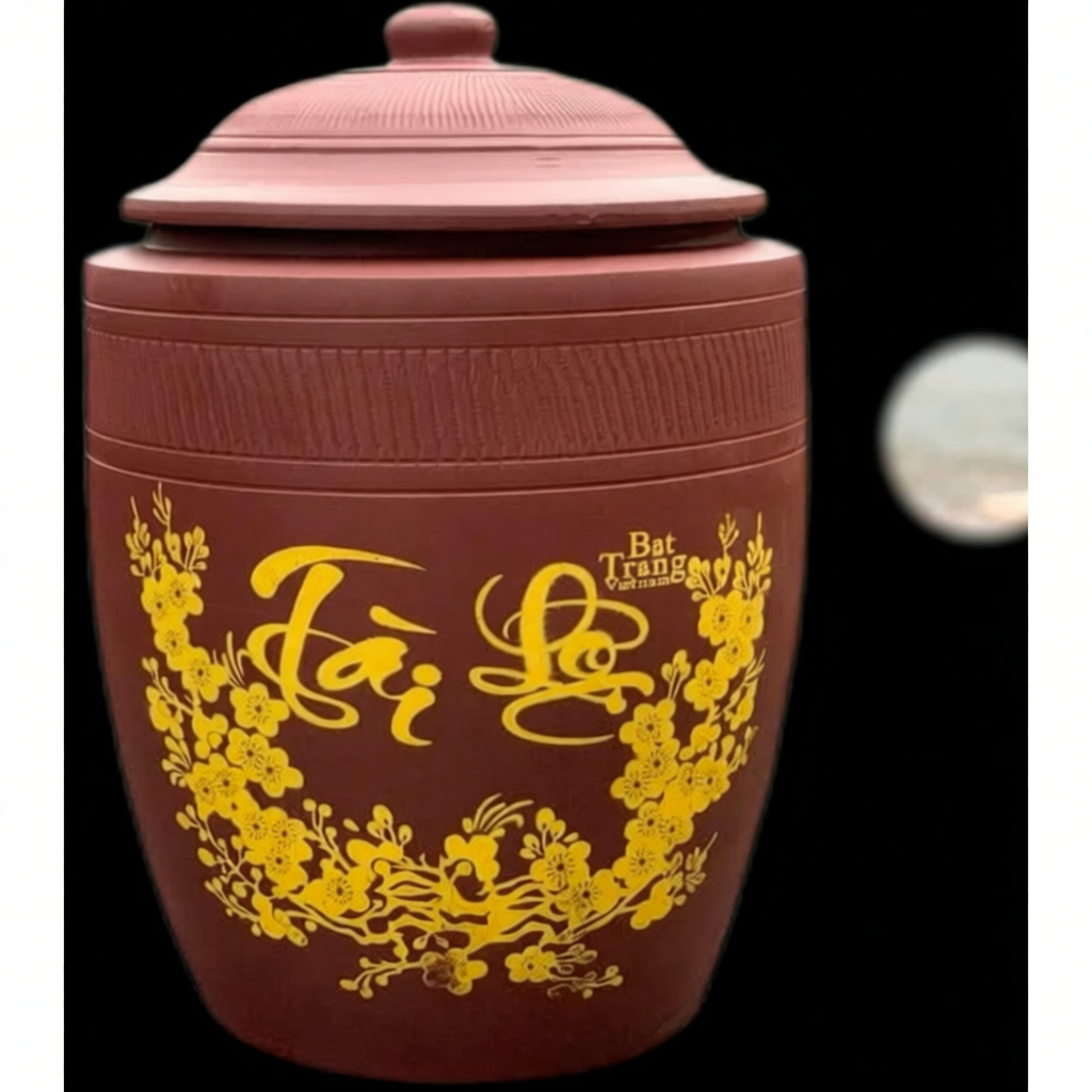 Hũ đựng gạo, muối dưa tài lộc bát tràng cao cấp 6kg-30kg