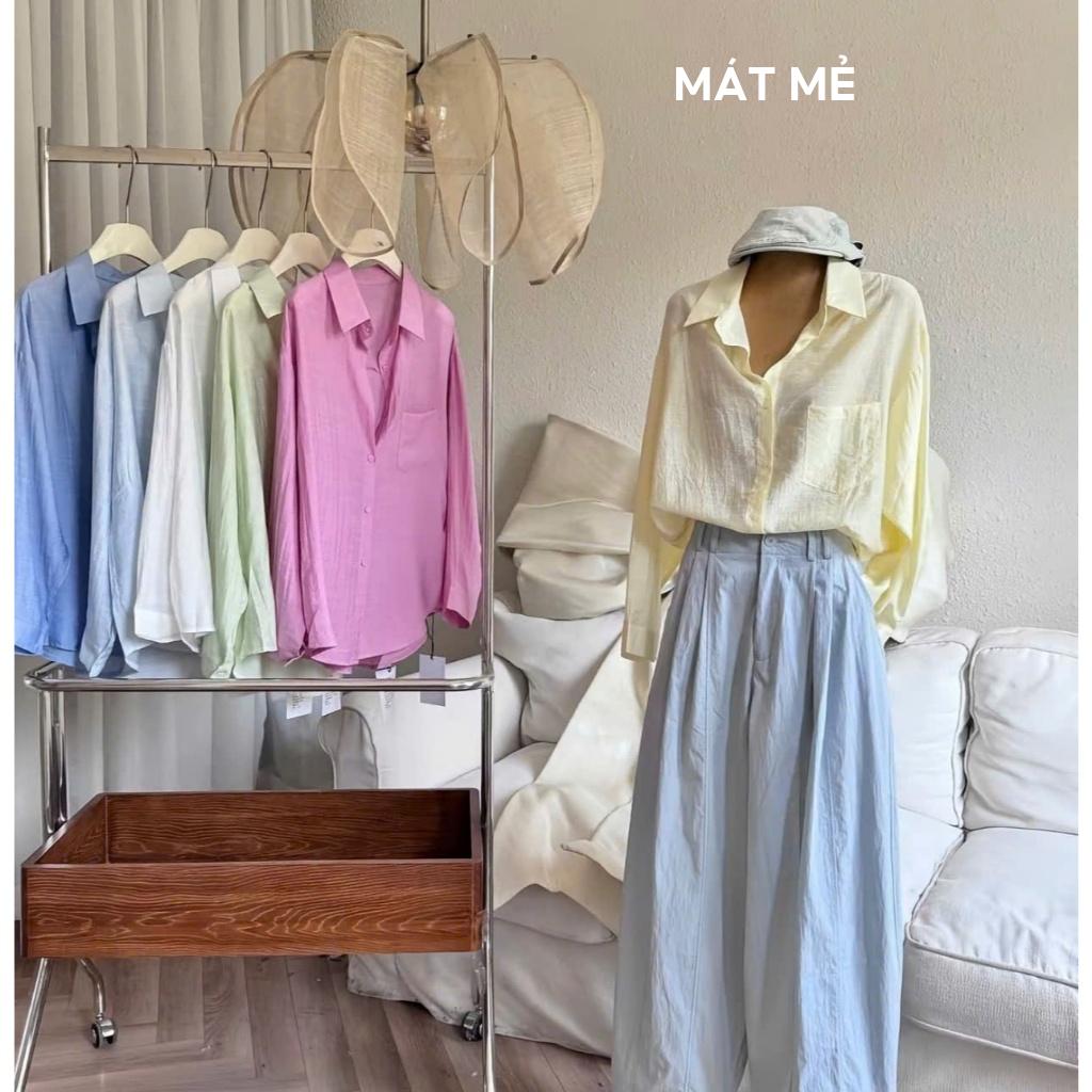 Áo sơ mi đũi tay dài nữ mềm mịn mát phong cách hàn quốc áo sơ mi nữ tay dài H07 Qiho store
