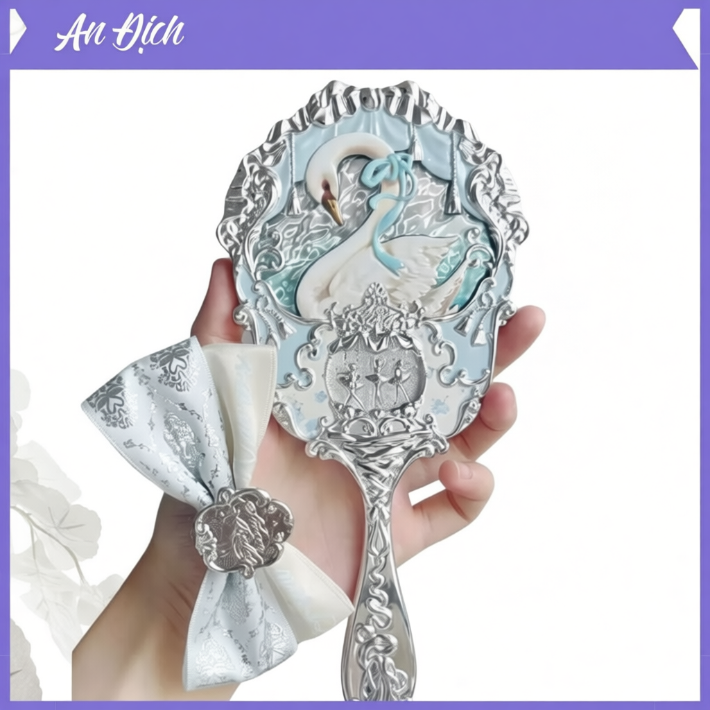 [CHÍNH HÃNG] [Sẵn] Flower Knows_Gương trang điểm cầm tay cao cấp Swan Ballet Hồ thiên nga hoạ tiết c