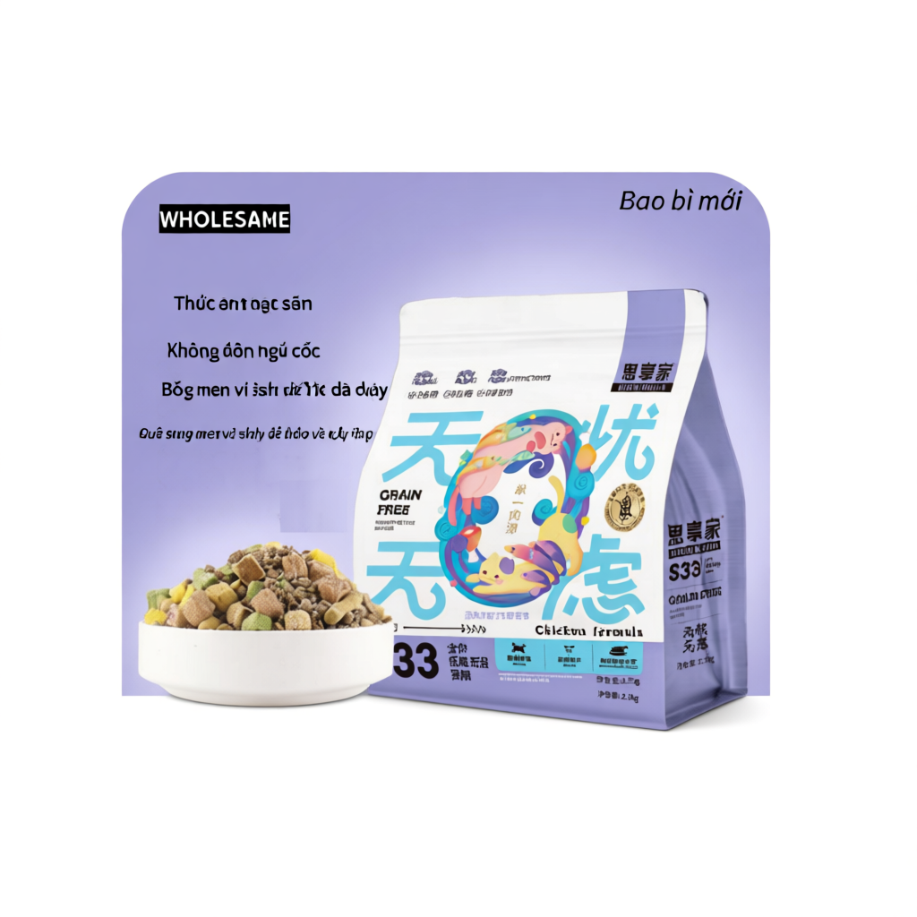 [Bịch 2,5kg] Thức ăn hạt mềm Grain free Đạm 36% cho mèo Thinker WHOLESOME tăng nọng và mượt lông cho