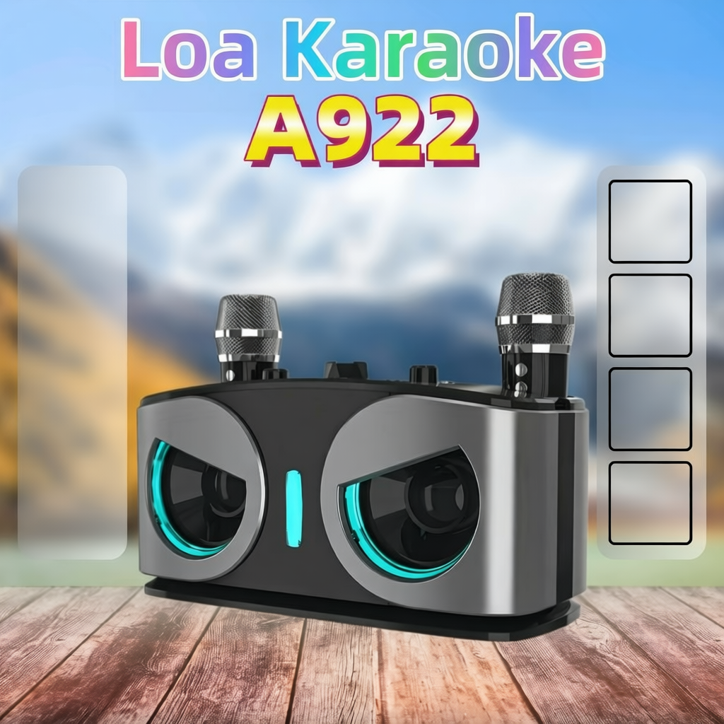 JK BOX A922 Loa Karaoke Bluetooth Di Động Nghe Nhạc Xách Tay 2 Micro không dây Đèn RGB Đổi Màu